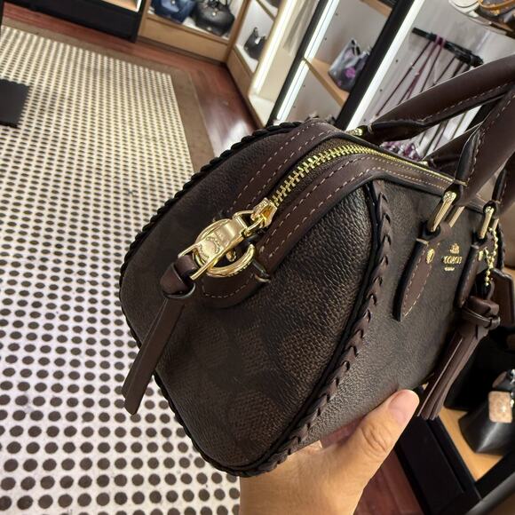 Coach Mini Rowan Crossbody Bag In Signature Canvas With Fringe CCF30 - Picture 2 of 10